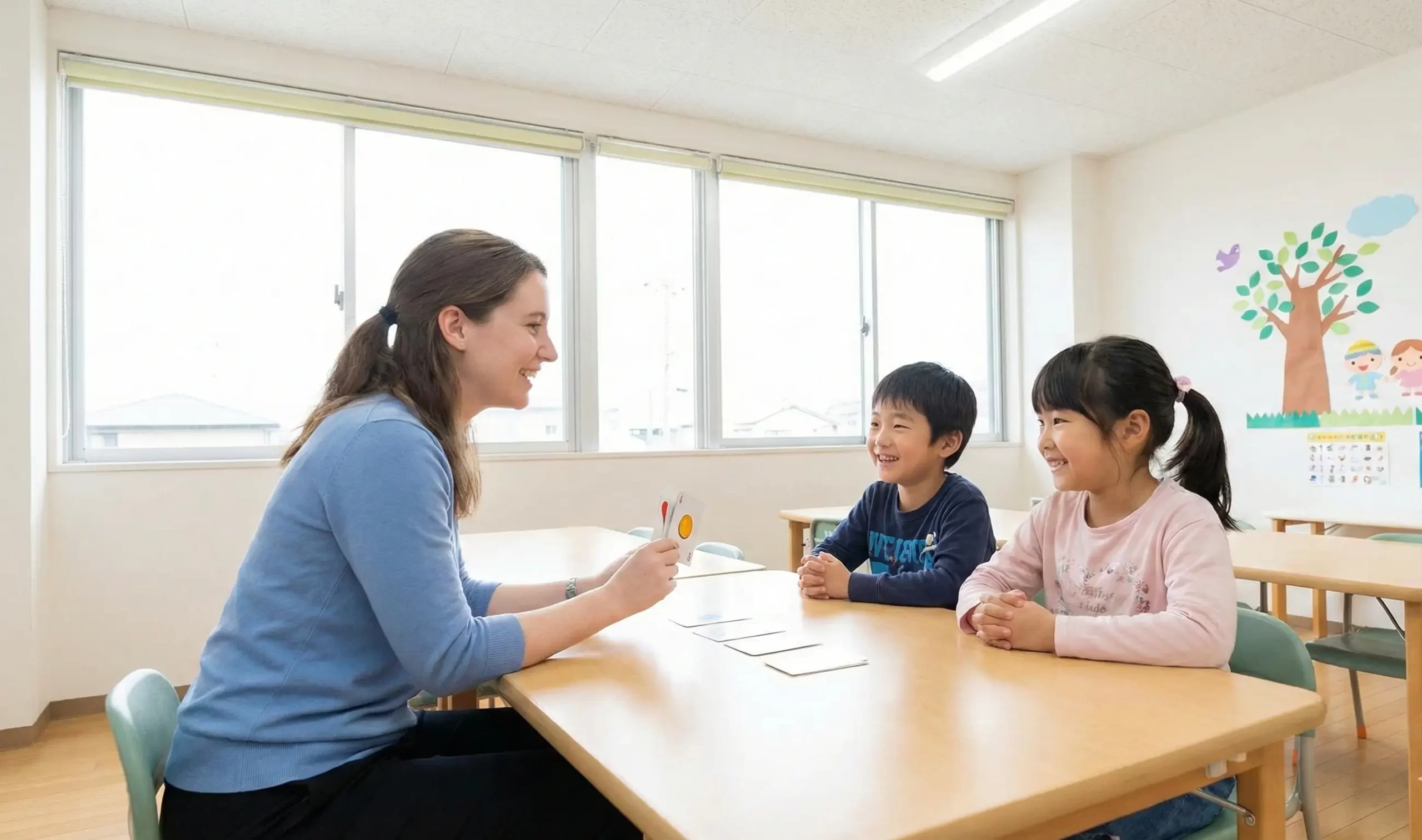 自信を持って英語を話す子供の様子